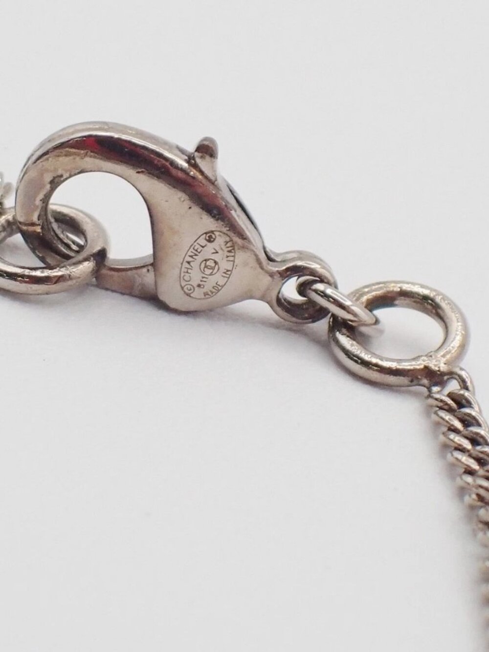 CHANEL CC Logo Rhinestone Chain Necklace Pendant B11V SHW Italy - Picture 7 of 9